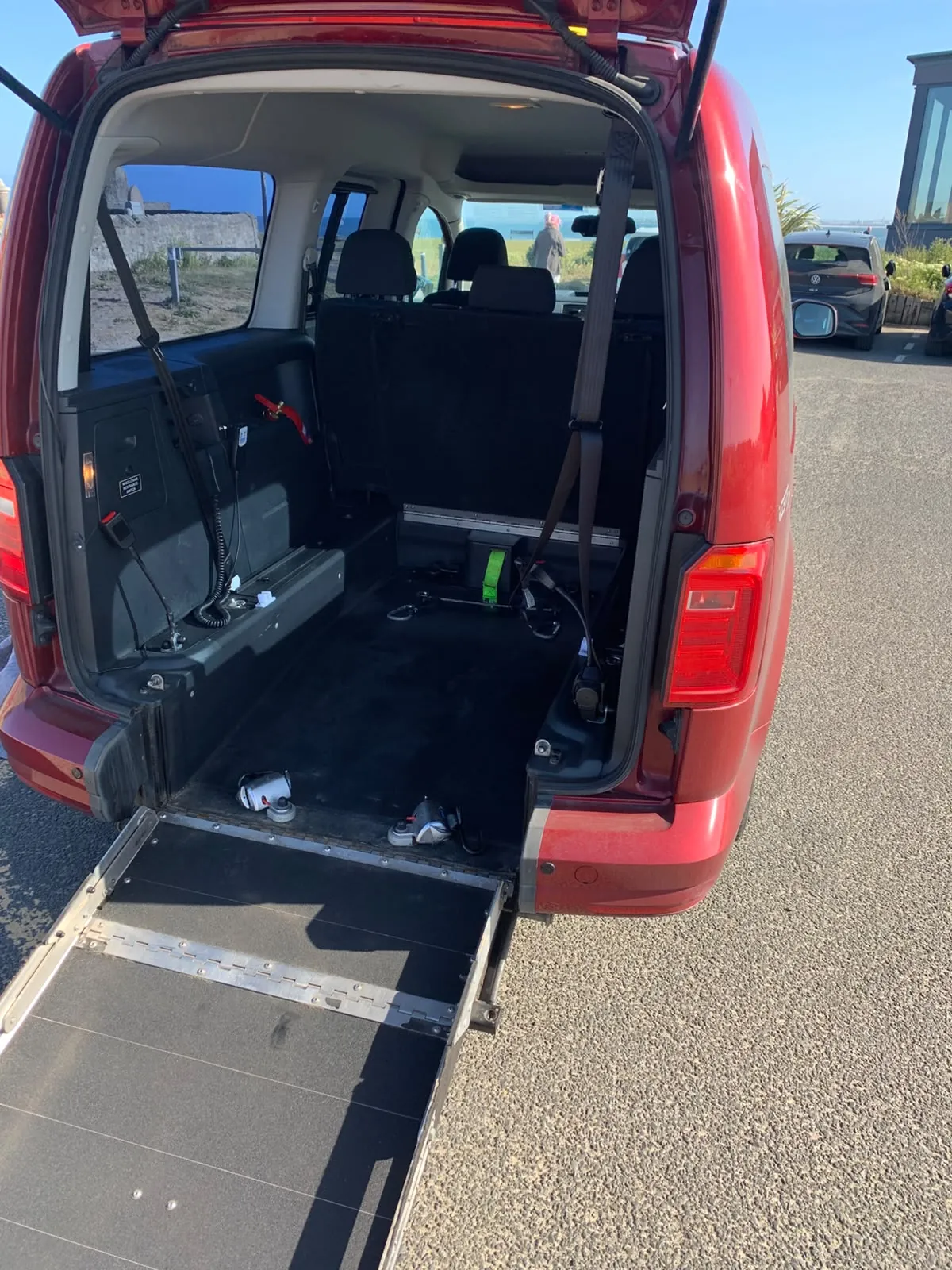 The wheelchair ramp on a Wansbeck Wheels taxi